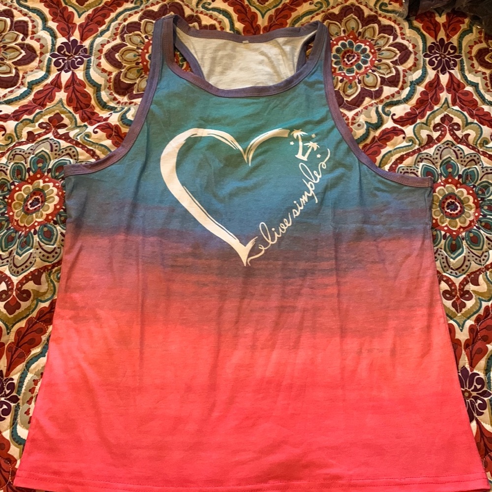 Pink and teal tank top